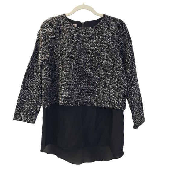 NWT Gumuxi Mixed Media Tweed Top Size Large - Picture 1 of 5